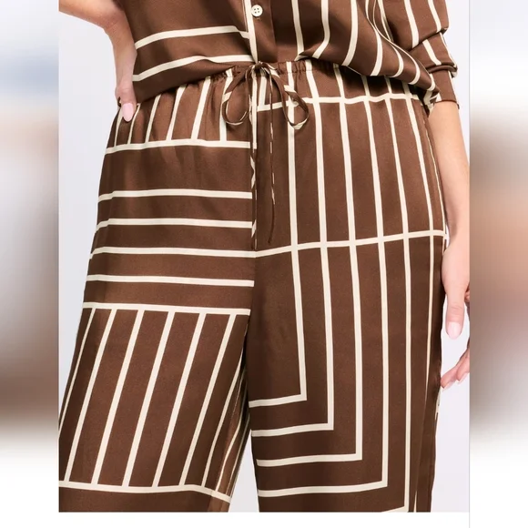 Rails Matching Set Elias Top Damani Pant Brown Line Art Size Small - Picture 3 of 16